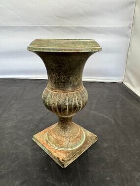 Vintage GATCO Solid Brass Urn Vase Campana Pedestal Base Made in India Patina 7"
